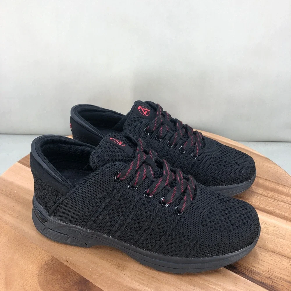 Zeba Womens Hands-Free Black Sneakers Black Slip On Walking Shoes Size 8.5 Wide